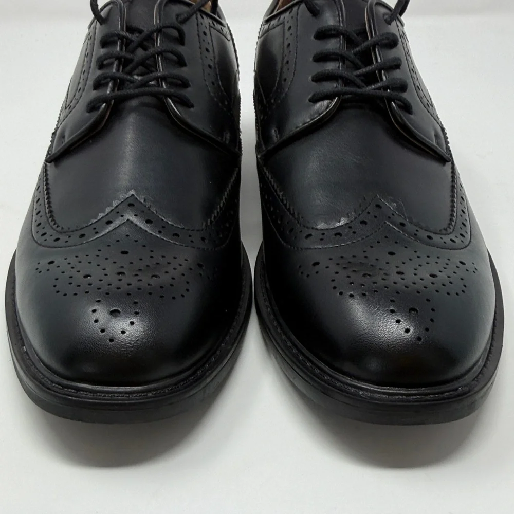 George Memory Foam Black Leather Oxford Brogue Men's Shoes Career Size 10